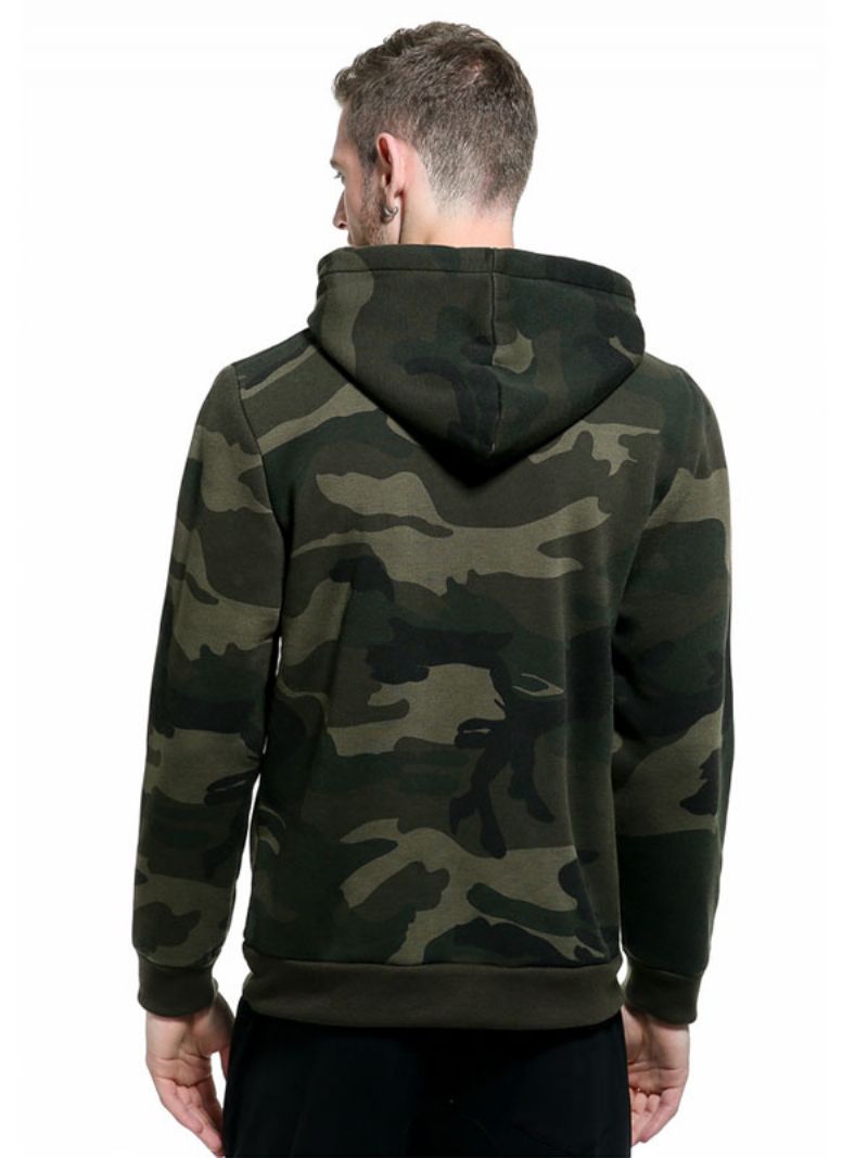 Mænd Hættetrøjer Langærmede Camouflage Polyester Casual Sweatshirt - Hunter Green