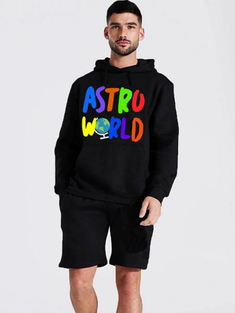 Mænd Hættetrøjer Langærmede Ord Print Polyester Sweatshirt