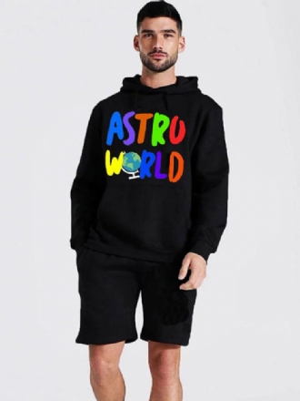 Mænd Hættetrøjer Langærmede Ord Print Polyester Sweatshirt