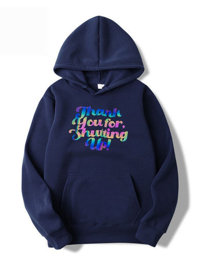 Mænd Hættetrøjer Langærmede Ord Print Polyester Sweatshirt - Mørk Navy