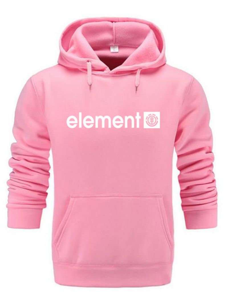 Mænd Hættetrøjer Langærmet Hættetrøje I Polyester Dybgrå Sweatshirt - Pink