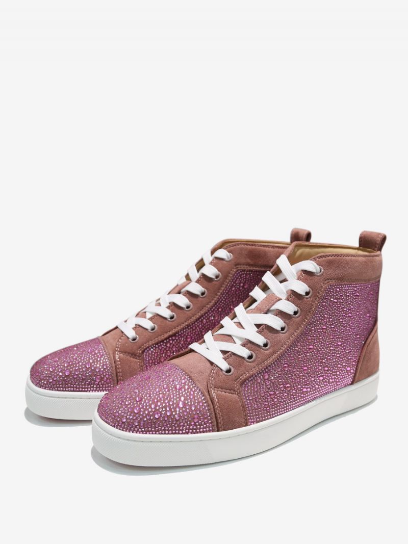 Mænd Herre Prom Party Sneakers Sko Slip-on Rhinestones Rundtå Kohud