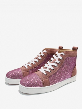 Mænd Herre Prom Party Sneakers Sko Slip-on Rhinestones Rundtå Kohud