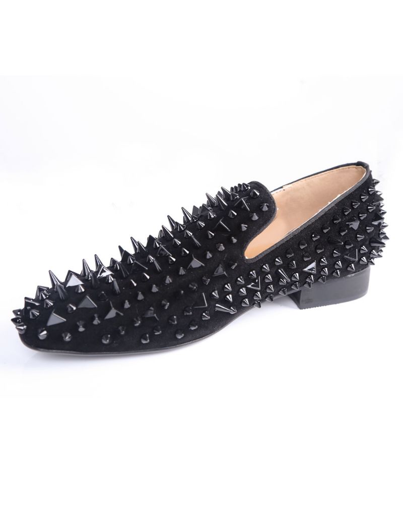 Mænd Herre Sorte Spike Loafers Prom Party Bryllupssko Med Riverts - Sort