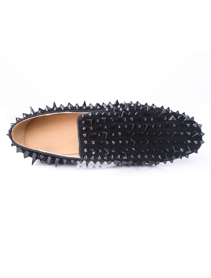 Mænd Herre Sorte Spike Loafers Prom Party Bryllupssko Med Riverts - Sort