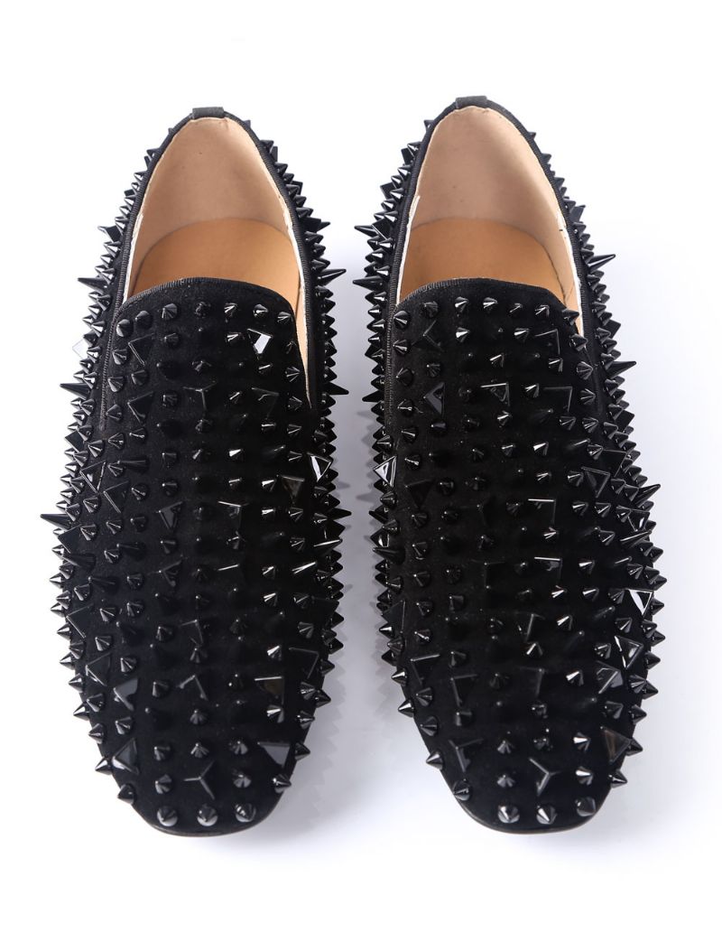 Mænd Herre Sorte Spike Loafers Prom Party Bryllupssko Med Riverts - Sort