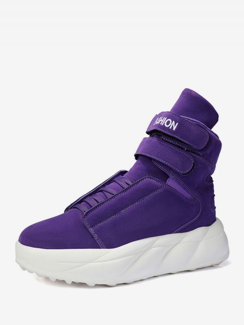 Mænd Lilla High Top Sneakers Pu Læder Rund Toe Causal Sportssko