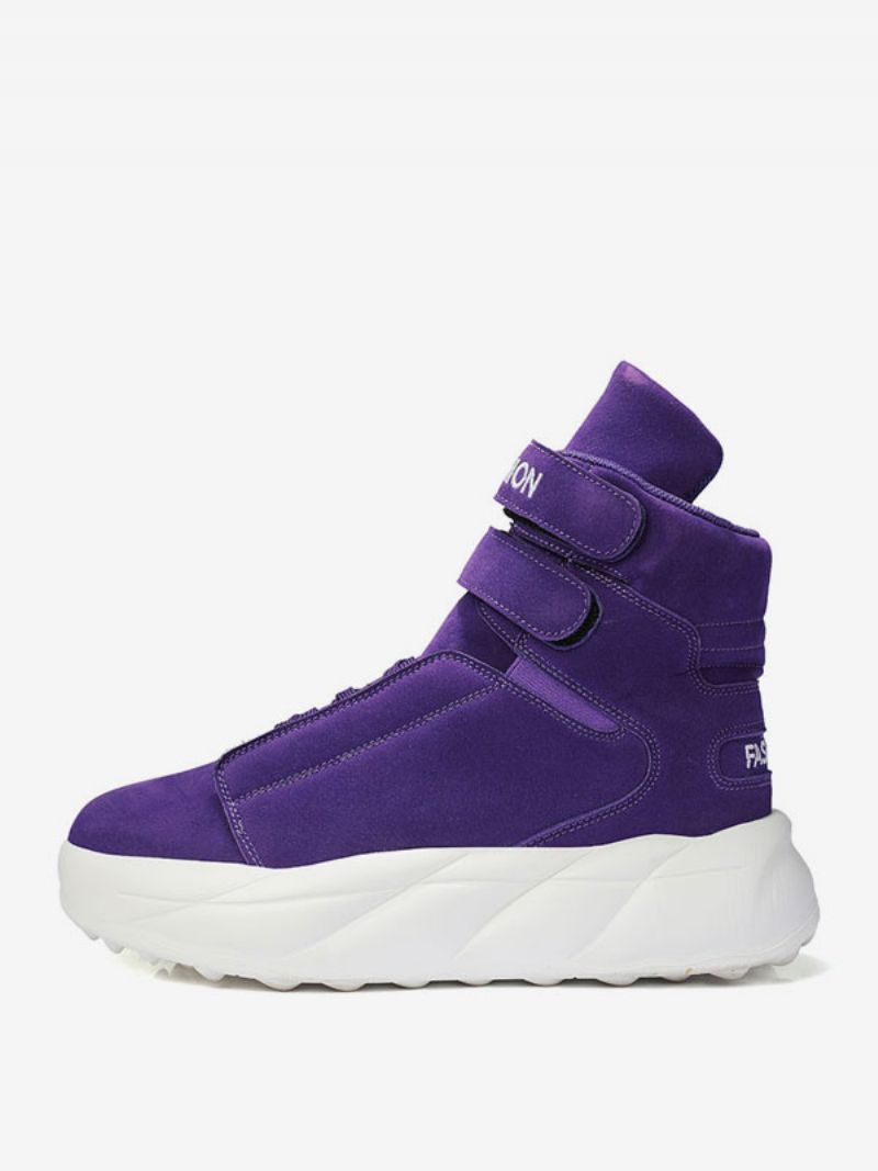 Mænd Lilla High Top Sneakers Pu Læder Rund Toe Causal Sportssko - Lilla