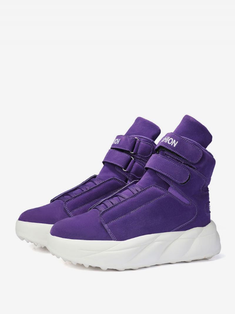 Mænd Lilla High Top Sneakers Pu Læder Rund Toe Causal Sportssko - Lilla