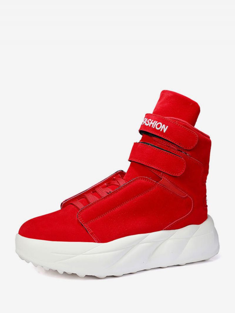 Mænd Lilla High Top Sneakers Pu Læder Rund Toe Causal Sportssko - Rød