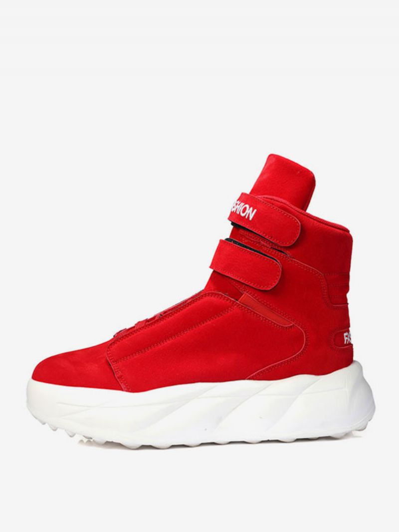 Mænd Lilla High Top Sneakers Pu Læder Rund Toe Causal Sportssko - Rød