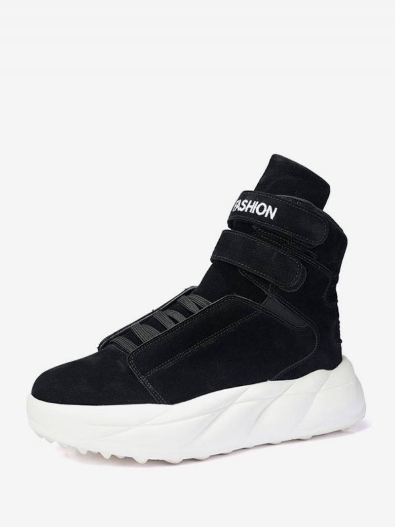 Mænd Lilla High Top Sneakers Pu Læder Rund Toe Causal Sportssko - Sort