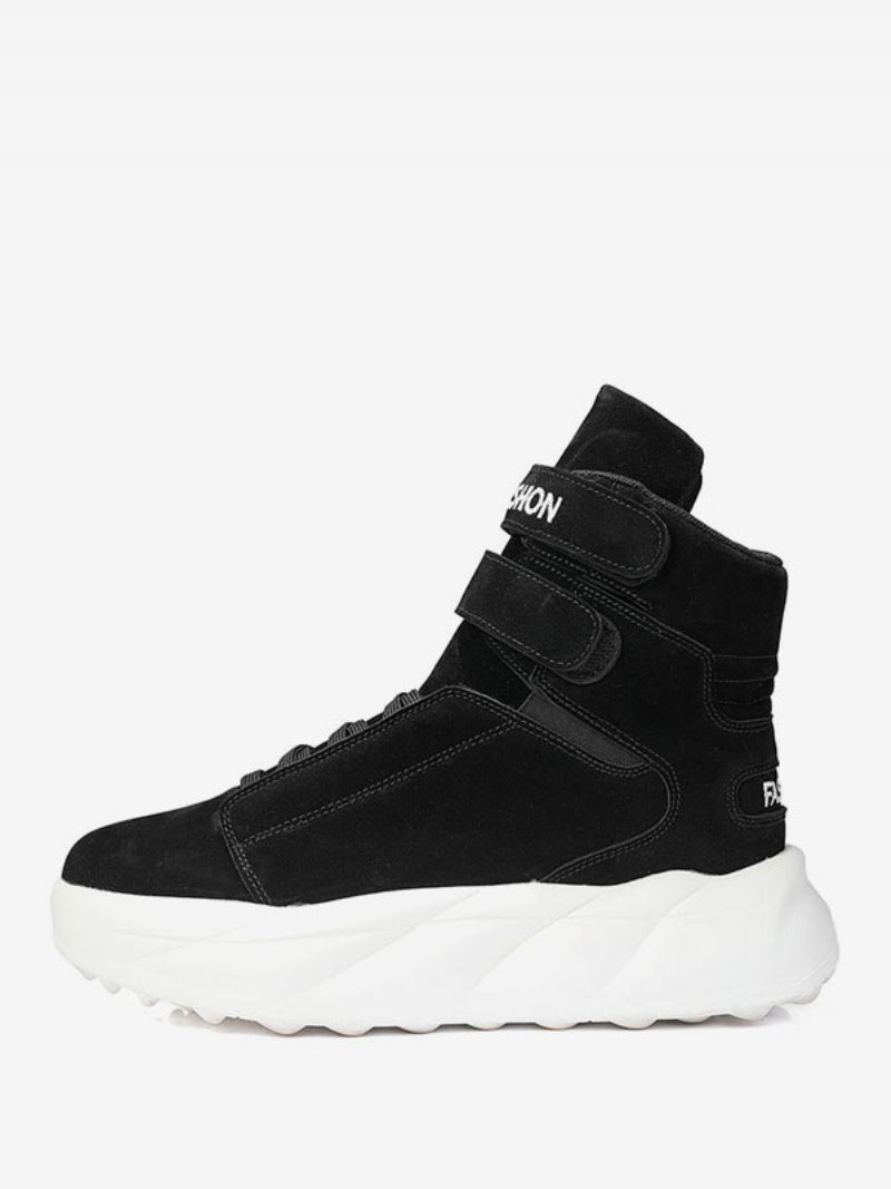 Mænd Lilla High Top Sneakers Pu Læder Rund Toe Causal Sportssko - Sort