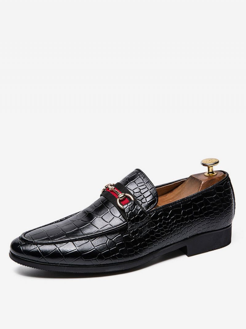 Mænd Loafer Prom Fest Bryllup Sko Black Lizard Print Slip-on