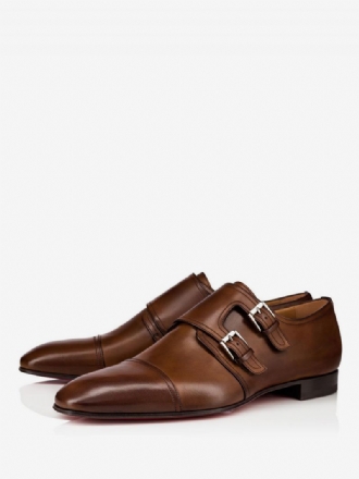 Mænds Cap Toe Double Monk Dress Loafers I Brune Prom Party Bryllupssko