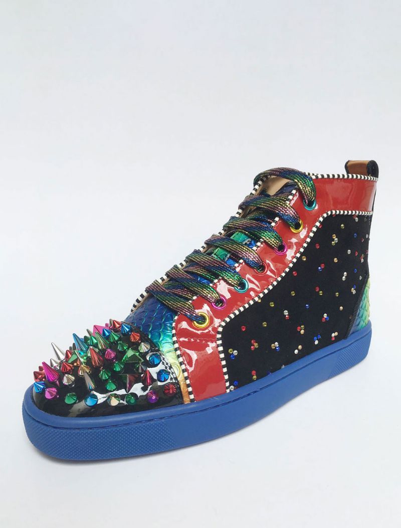 Mænds Farverige High Top Prom Party Sneakers Sko Spike Med Rhinestone