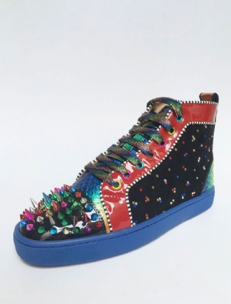 Mænds Farverige High Top Prom Party Sneakers Sko Spike Med Rhinestone