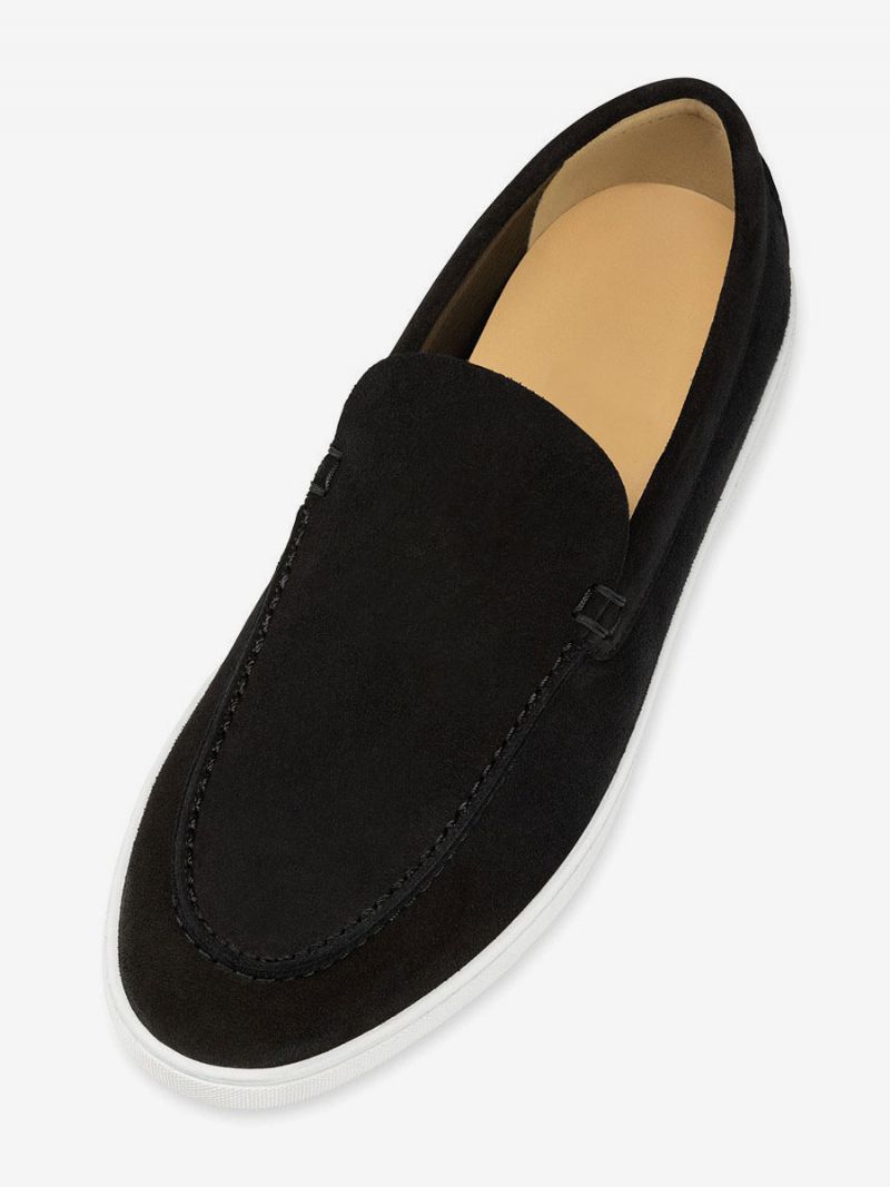 Mænds Fritidssko Sort Rund Tå Slip On Loafers - Sort