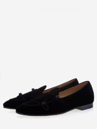 Mænds Herre Sort Velvet Monk Strap Loafers Rund Toe Prom Party Bryllupssko