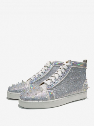 Mænds Holografiske Rhinestones High Top Prom Party Sneakers Sko Med Pigge