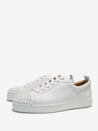 Mænds Hvid Okselæder Low Top Spike Sneakers Causal Sko