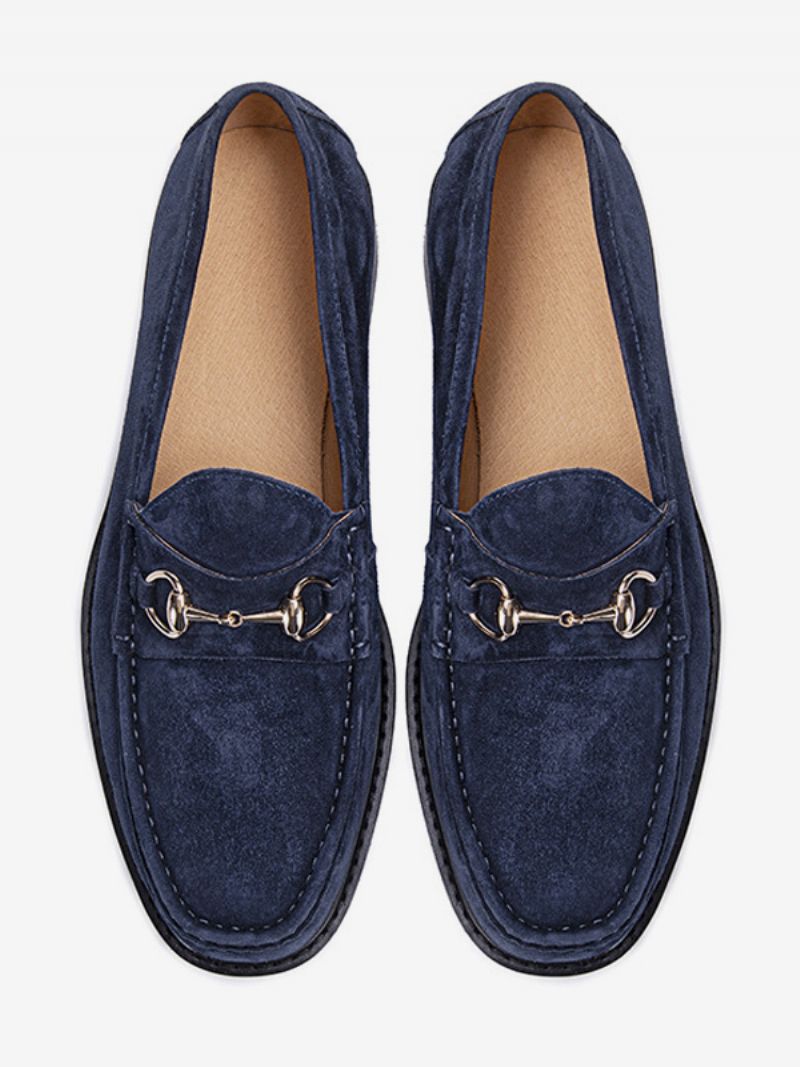 Mænds Kid Skin Slip-on Loafer Sko Prom Bryllupssko - Blå