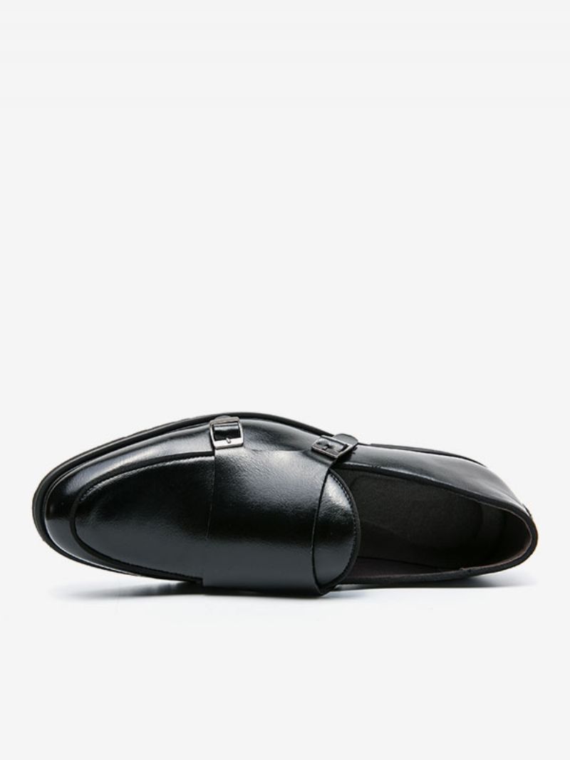 Mænds Kjole Sko Moderne Rund Tå Monk Strap Slip On - Sort