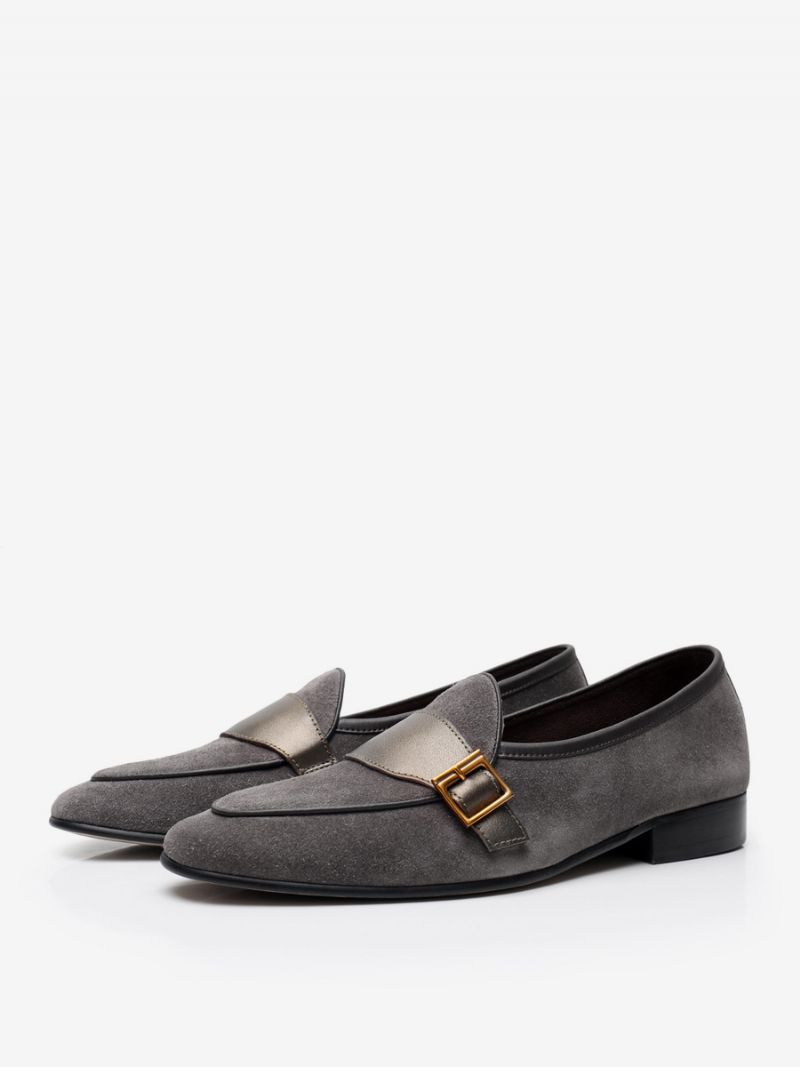 Mænds Kohud Slip-on Loafer Prom Bryllupssko - Grå