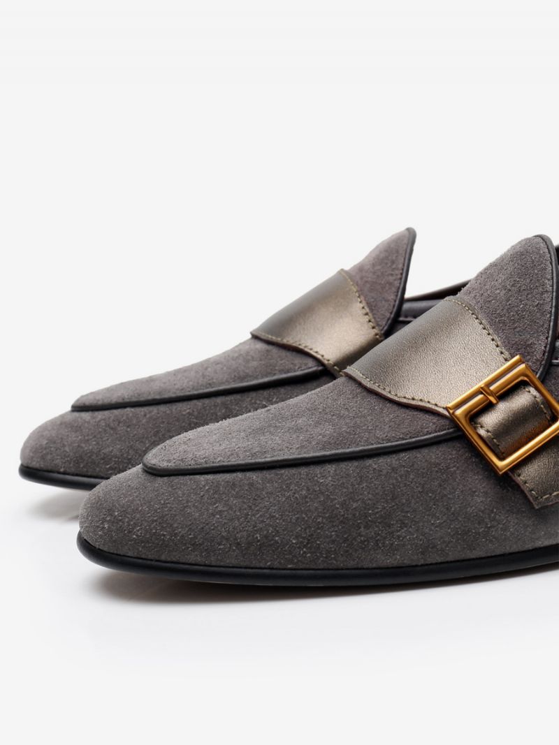 Mænds Kohud Slip-on Loafer Prom Bryllupssko - Grå