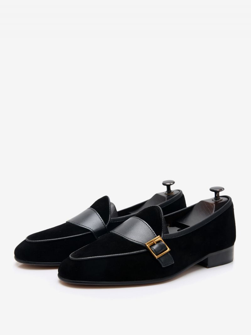 Mænds Kohud Slip-on Loafer Prom Bryllupssko - Sort