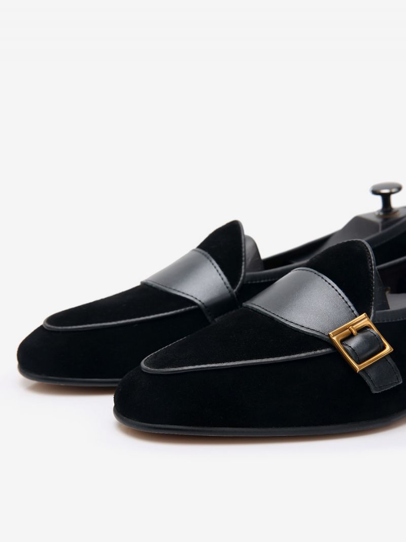 Mænds Kohud Slip-on Loafer Prom Bryllupssko - Sort