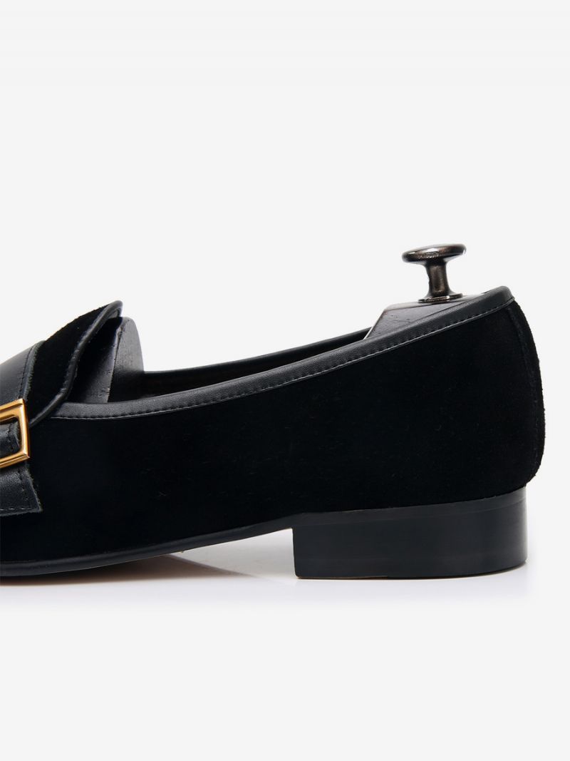 Mænds Kohud Slip-on Loafer Prom Bryllupssko - Sort