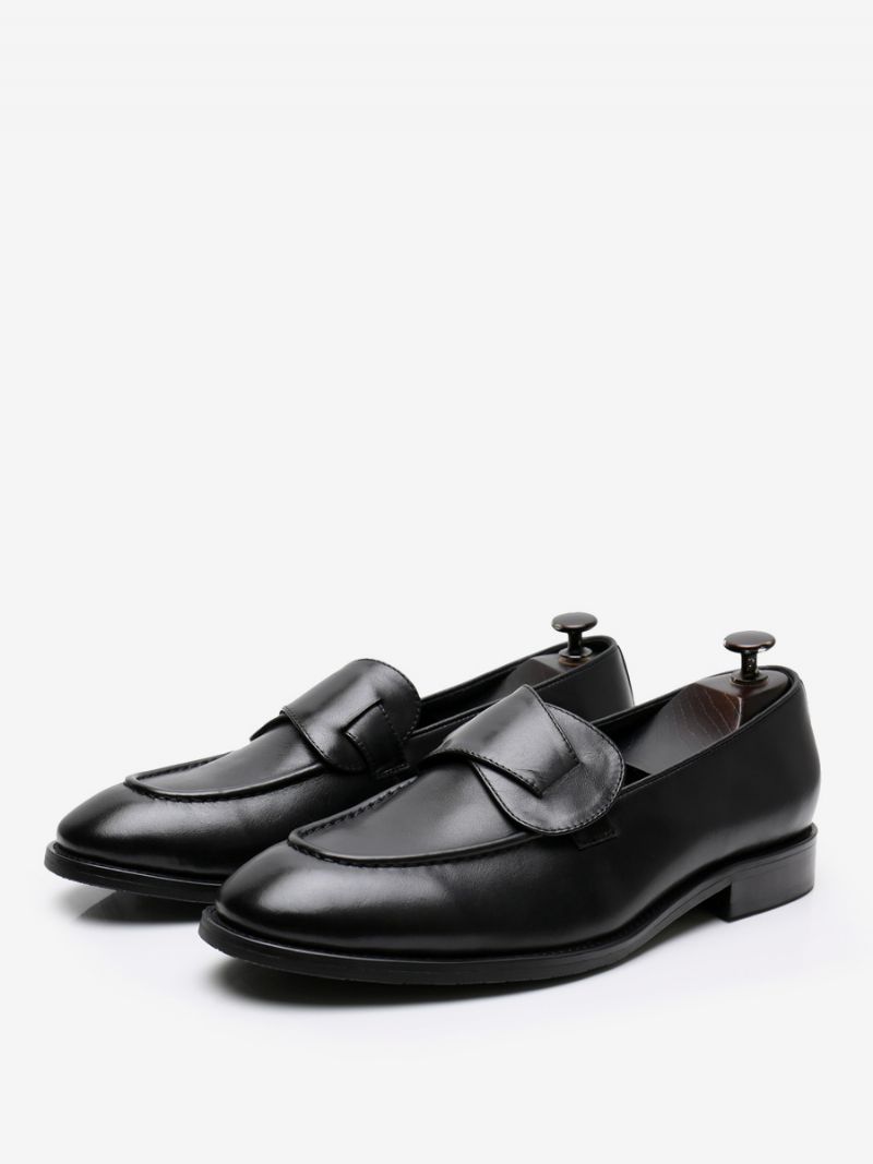 Mænds Kohud Slip-on Loafer Ruskind Prom Bryllupssko - Sort