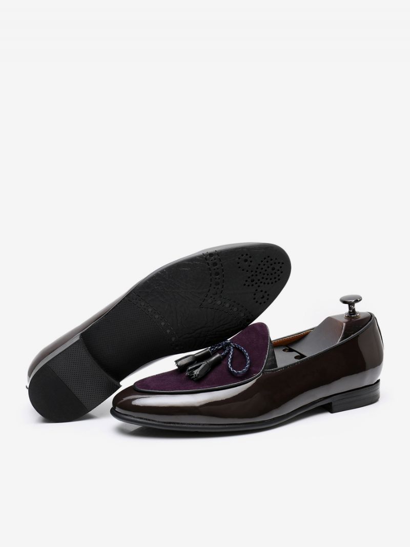 Mænds Kohud Slip-on Loafers Tassel Prom Bryllupssko - Lilla