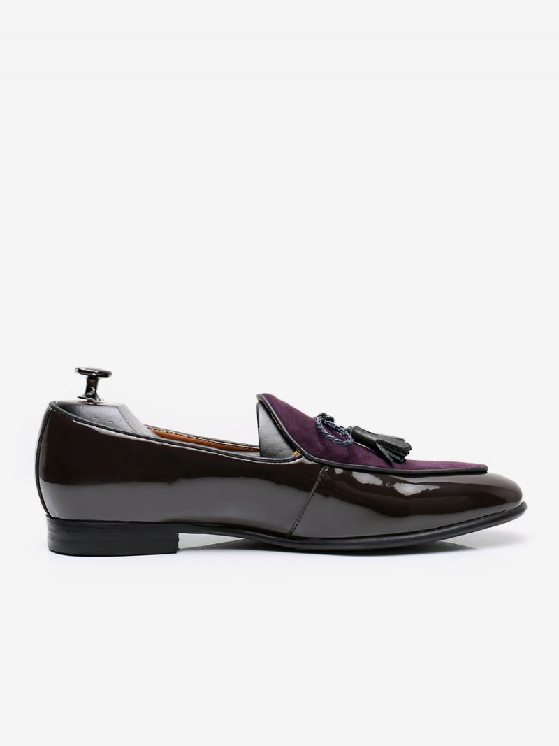 Mænds Kohud Slip-on Loafers Tassel Prom Bryllupssko - Lilla