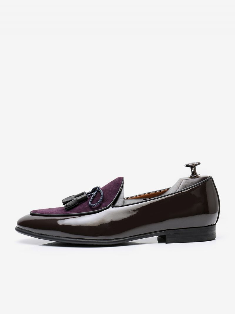 Mænds Kohud Slip-on Loafers Tassel Prom Bryllupssko - Lilla