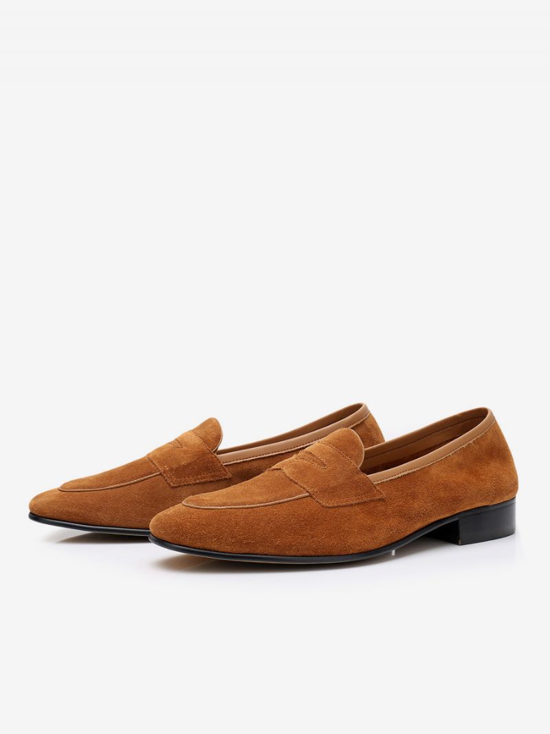 Mænds Loafer Kohud Slip-on Prom Bryllupssko - Kaffe Brun