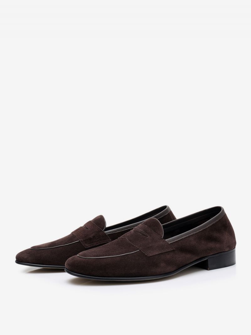 Mænds Loafer Kohud Slip-on Prom Bryllupssko - Chokolade