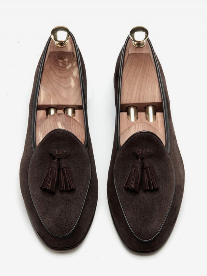 Mænds Loafer Koskind Slip-on Tassel Prom Bryllupssko - Chokolade