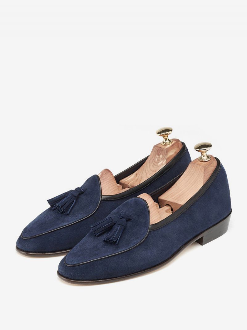 Mænds Loafer Koskind Slip-on Tassel Prom Bryllupssko - Dybblå