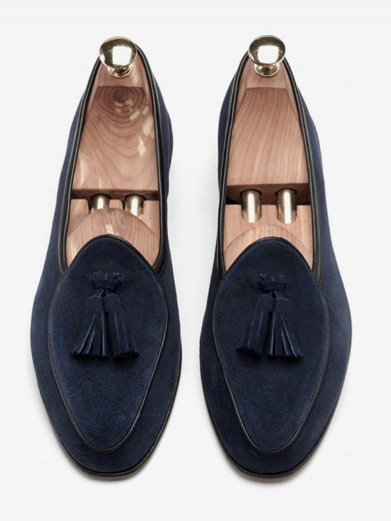 Mænds Loafer Koskind Slip-on Tassel Prom Bryllupssko - Dybblå