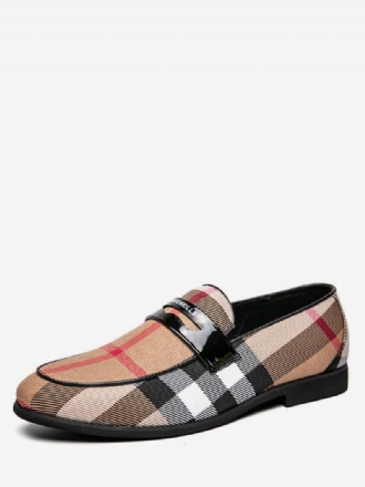 Mænds Loafer Prom Bryllupssko Populære Pu Læder Monk Strap Plaid Slip-on Party