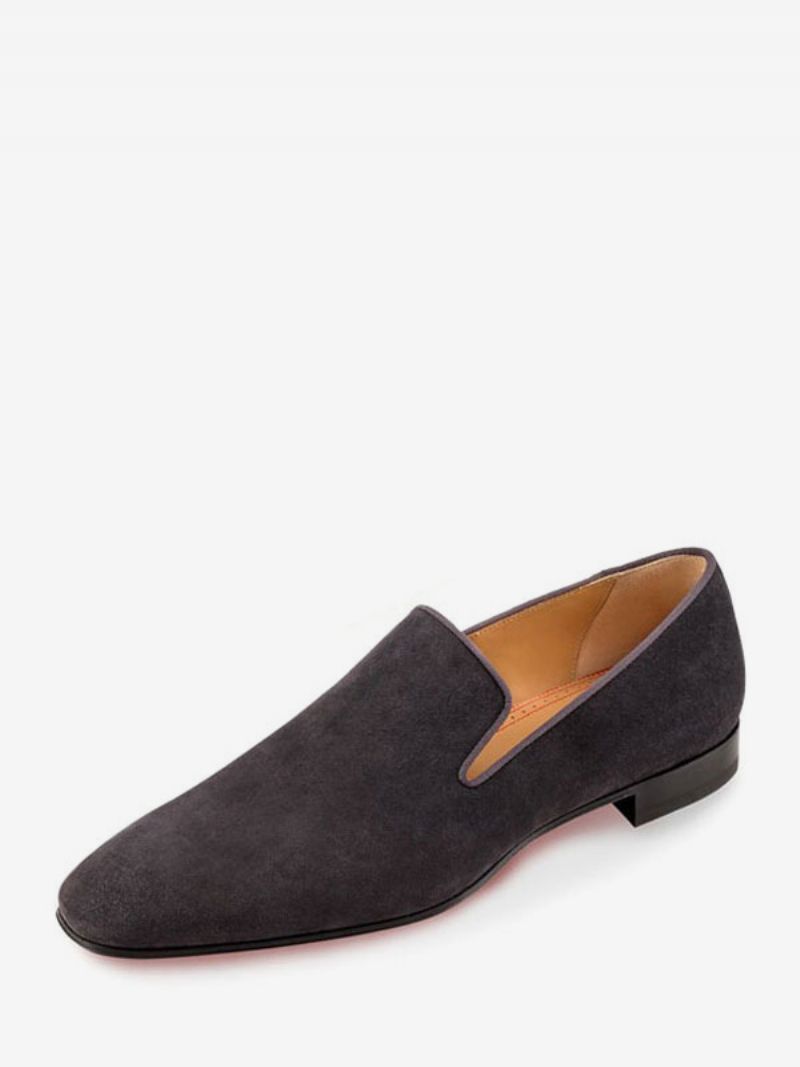 Mænds Loafer Prom Party Bryllupssko Slip-on Square Toe Ruskindslæder - Grå