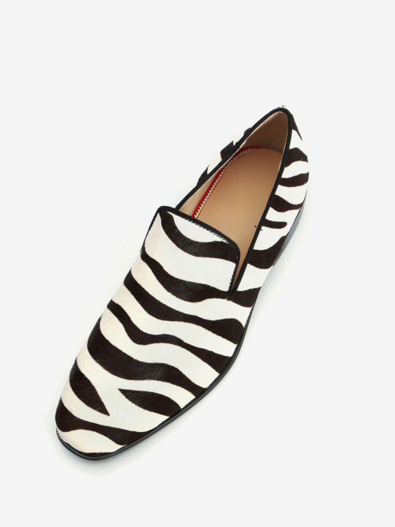 Mænds Loafer Prom Party Bryllupssko Zebra Print Rund Toe Slip On Casual