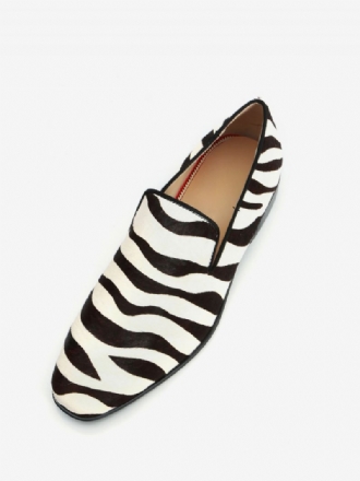 Mænds Loafer Prom Party Bryllupssko Zebra Print Rund Toe Slip On Casual