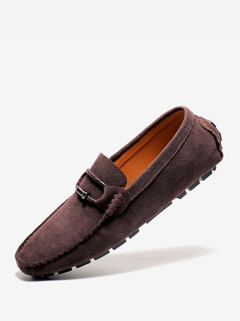 Mænds Loafer Sko Slip-on Metal Detaljer Rund Tå - Kaffebrun