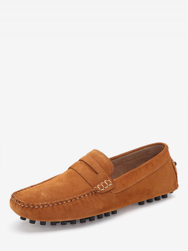 Mænds Loafer Sko Slip-on Monk Strap Rund Toe Ruskindslæder - Lysebrun