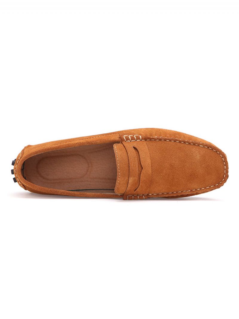 Mænds Loafer Sko Slip-on Monk Strap Rund Toe Ruskindslæder - Lysebrun