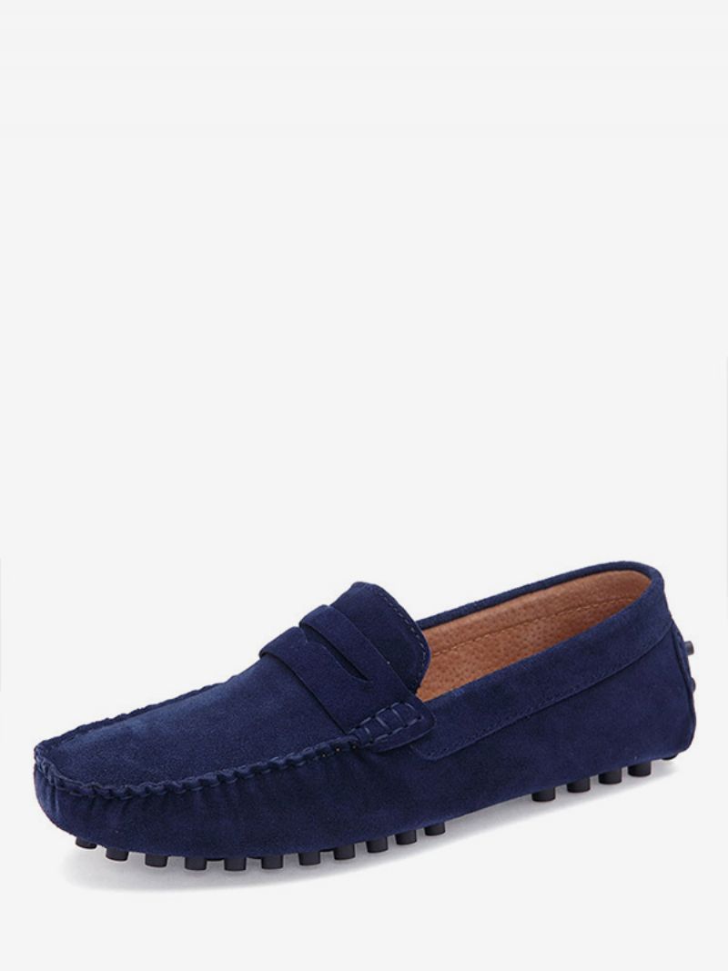 Mænds Loafer Sko Slip-on Monk Strap Rund Toe Ruskindslæder - Blå