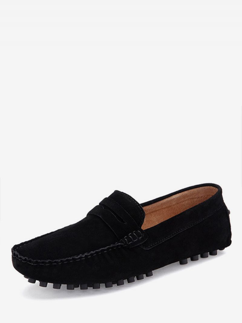 Mænds Loafer Sko Slip-on Monk Strap Rund Toe Ruskindslæder - Sort